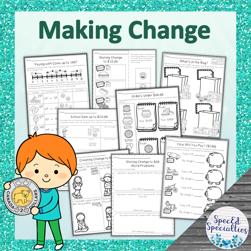 Making Change With Canadian Money Worksheets Made By Teachers