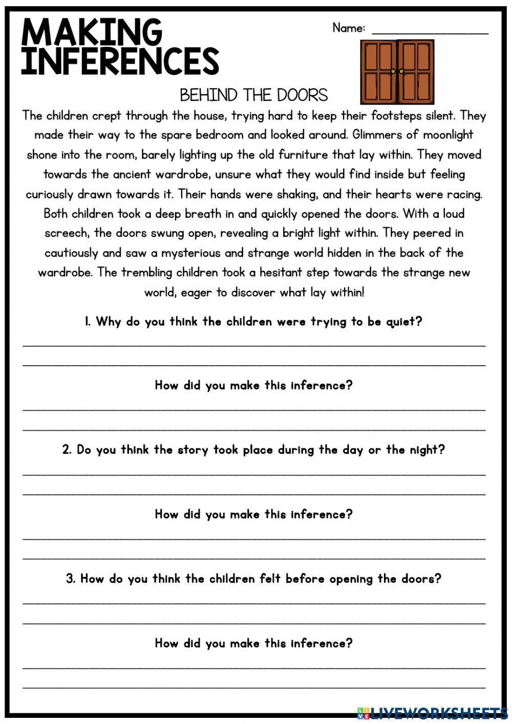 Free Printable Inference Worksheets