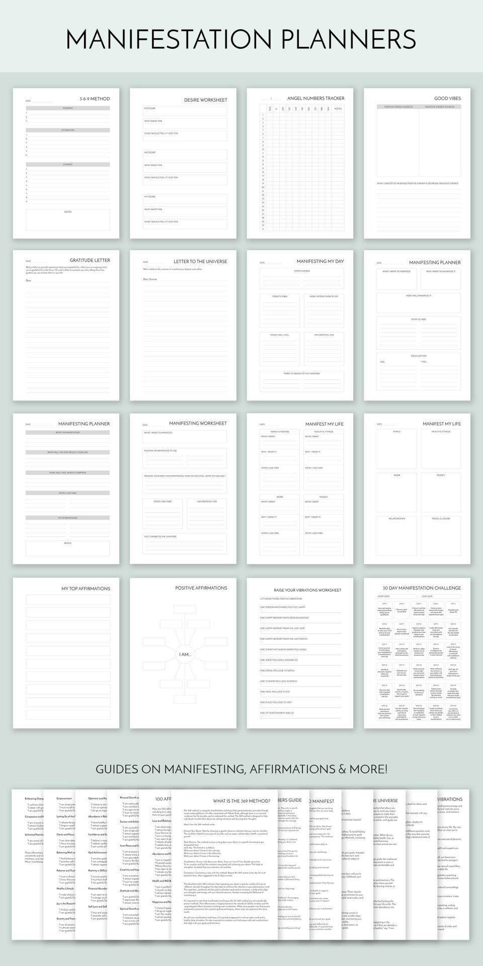 Manifestation Planner Printable Set Printable Planners