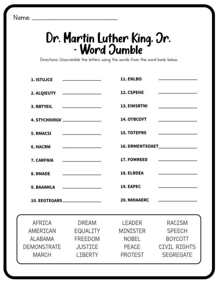 Martin Luther King Jr Worksheets Free Printables Frugal Mom Eh