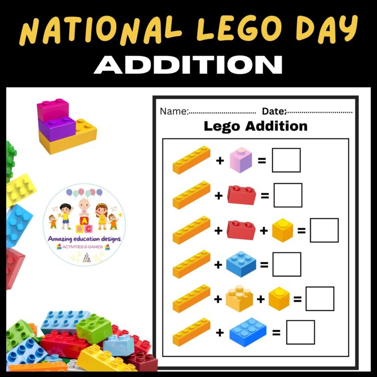 Math Activities Lego Addition Worksheets National Lego Day