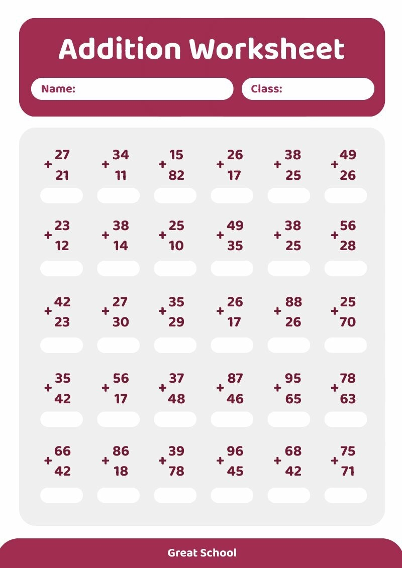 Free Printable Elementary Math Worksheets
