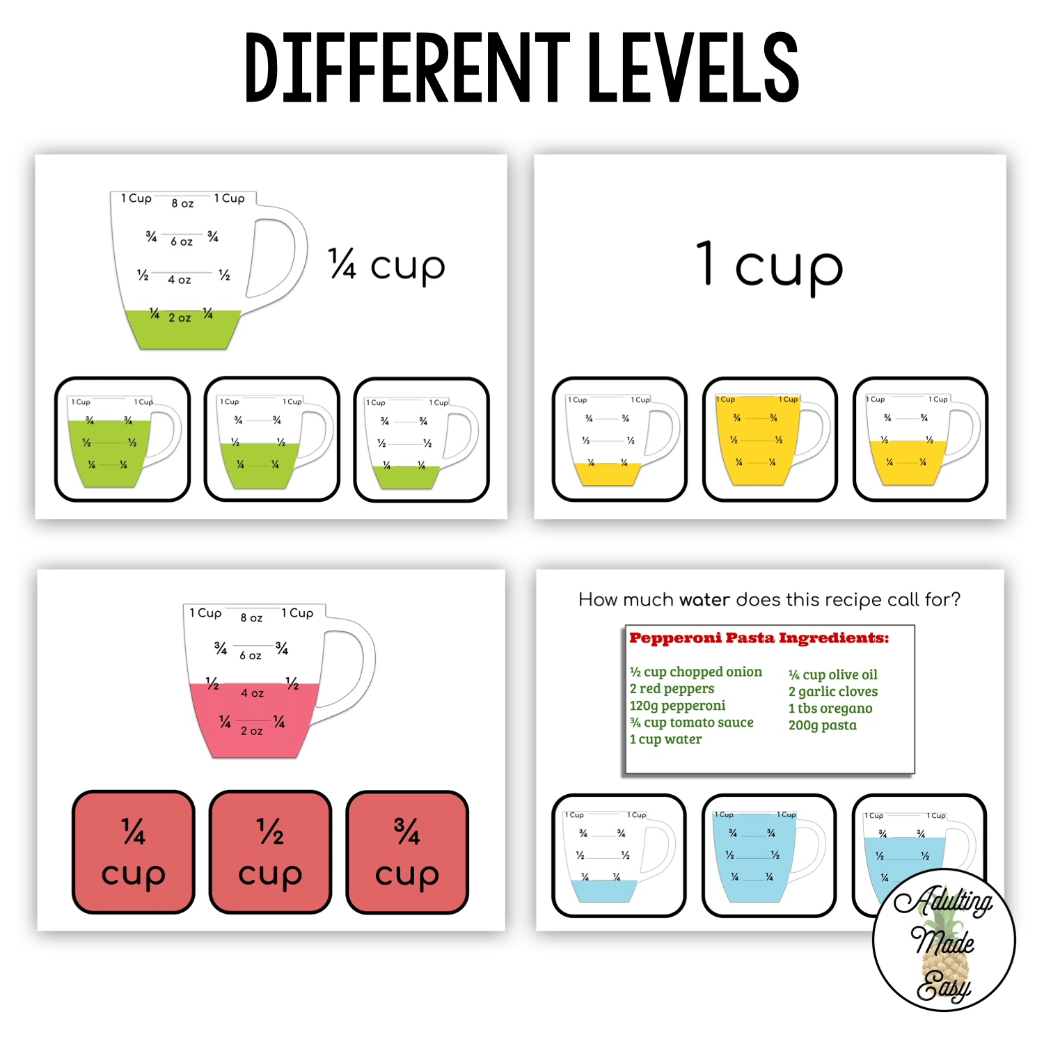 Measuring Cups Task Cards Worksheets Library