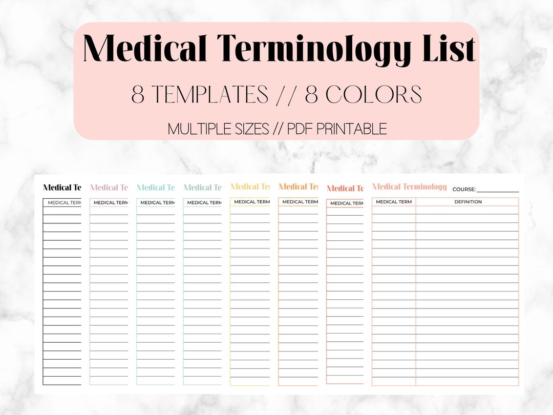 Medical Terminology List Medical Terminology Study Note Printable Nursing Notes Nursing Study Notes Nursing Notes Digital Download Etsy