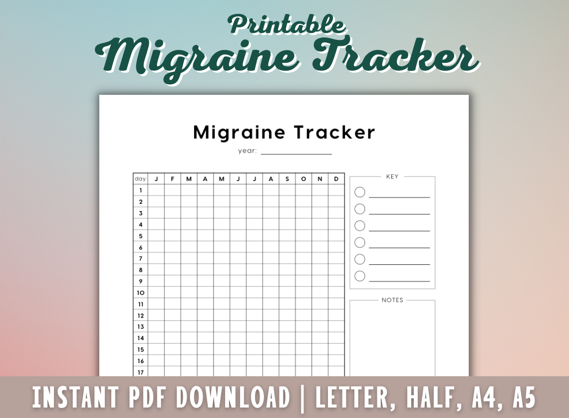 Migraine Tracker Printable Boutique Printables