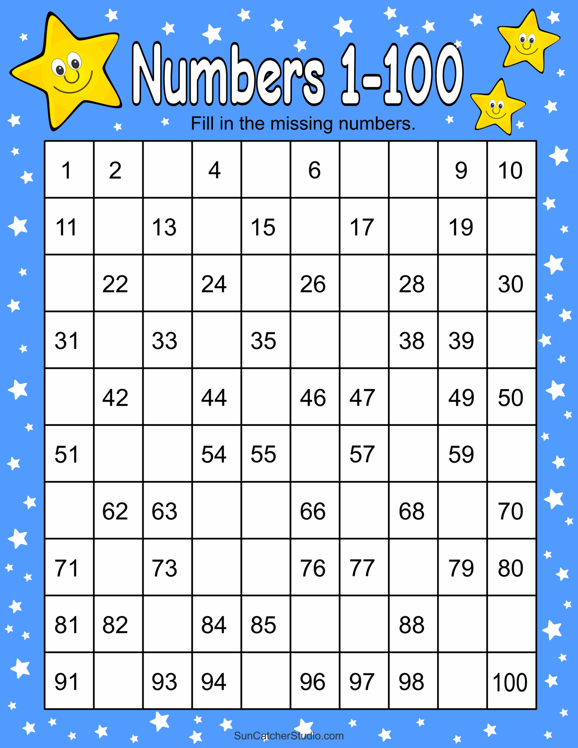 Missing Numbers Worksheets Fill In The Missing Numbers Free 