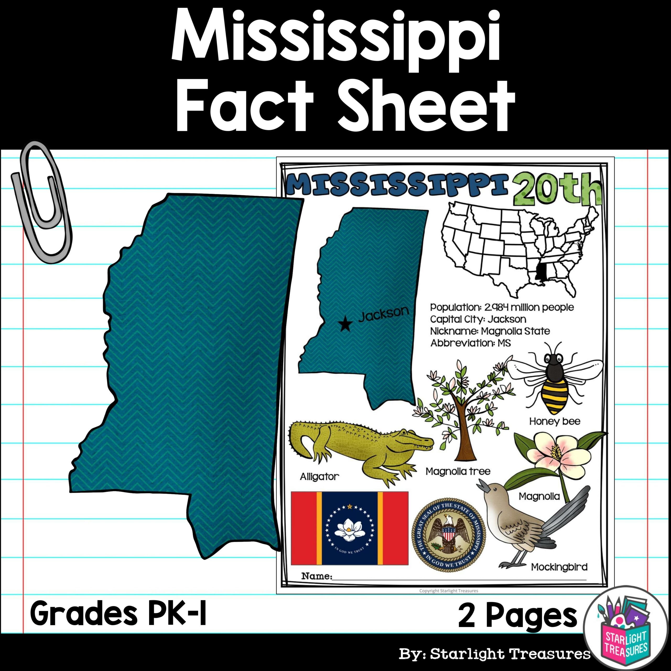 Mississippi Fact Sheet For Early Readers A State Study Made By Teachers