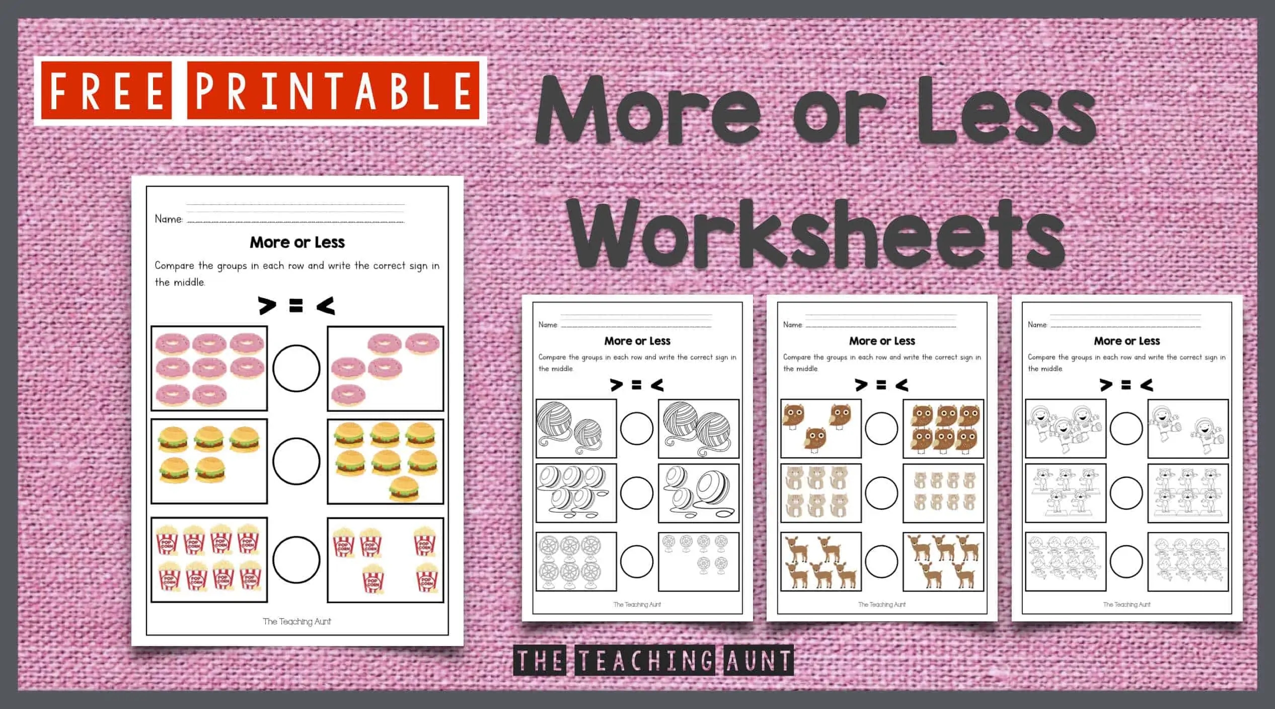 More Or Less Worksheets Free Printable The Teaching Aunt