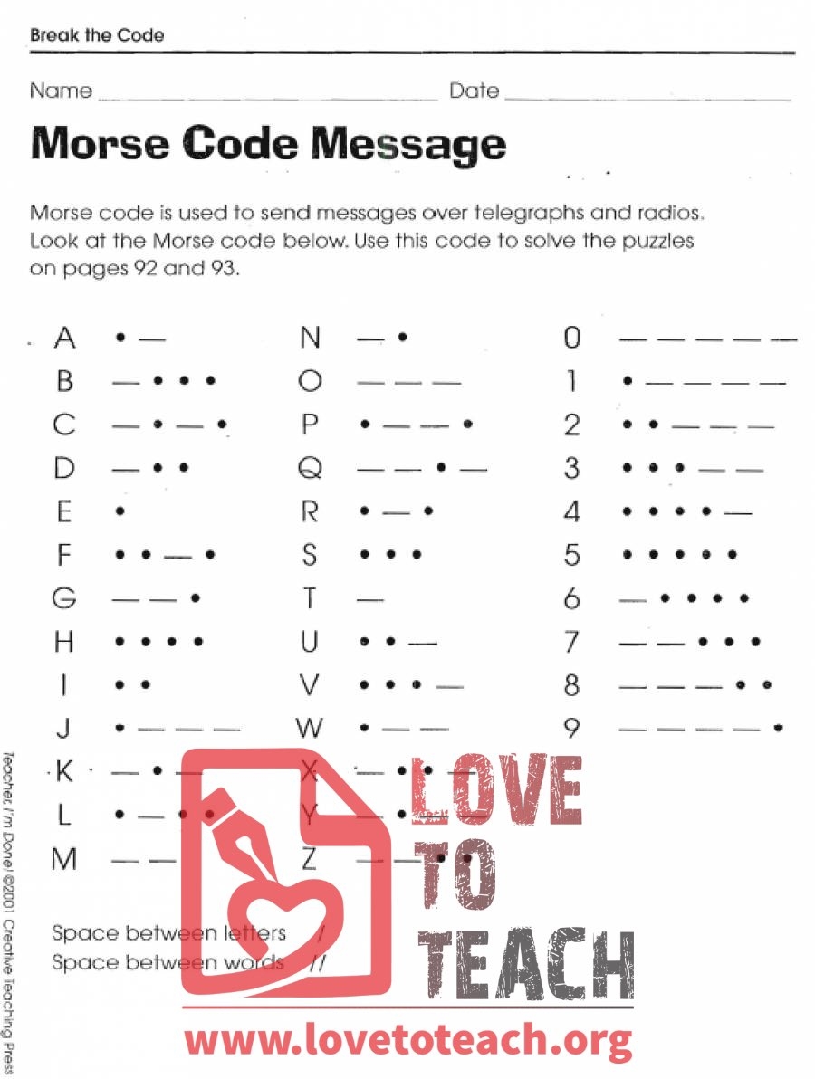 Morse Code Message Break The Code LoveToTeach