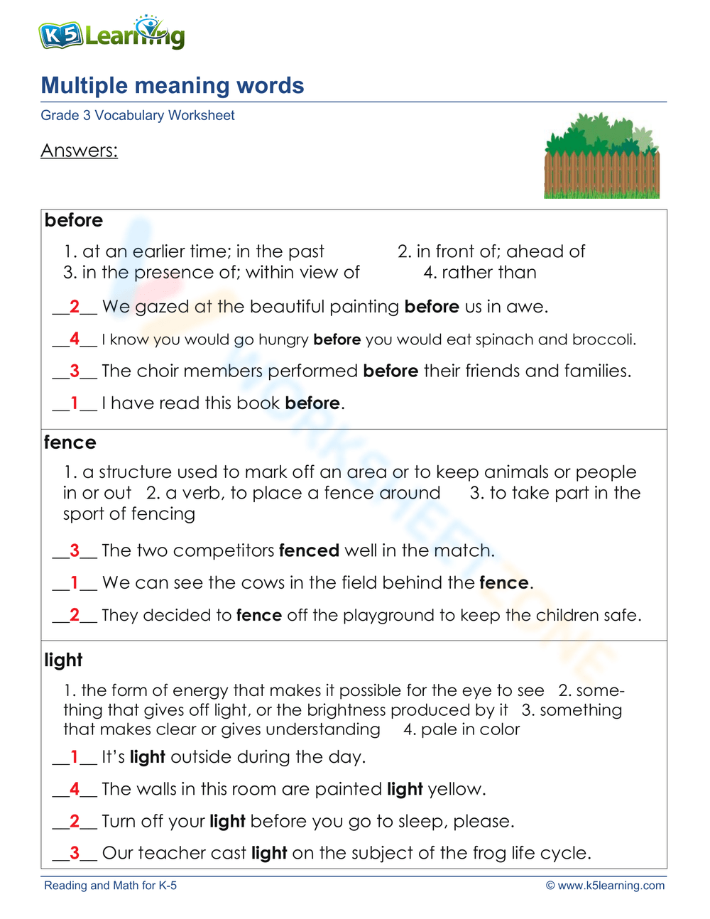 Multiple Meaning Words Practice Worksheet
