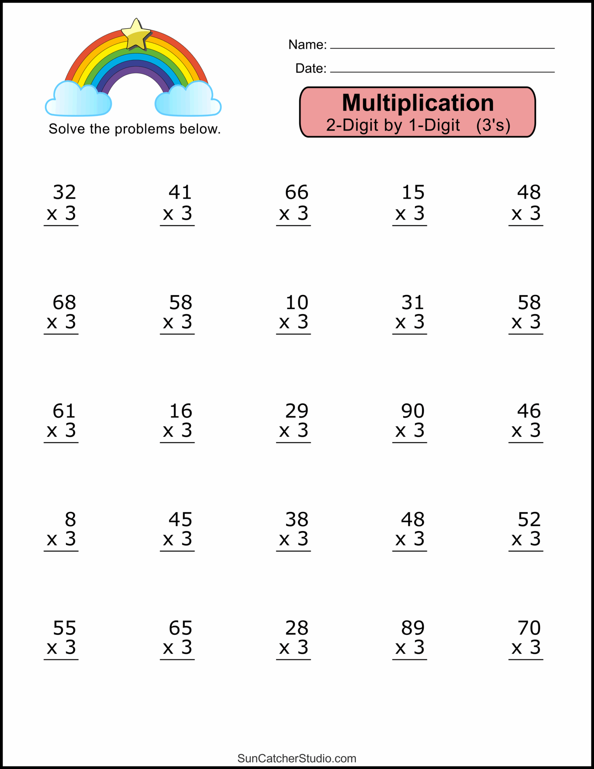 Free Printable Two Digit Multiplication Worksheets