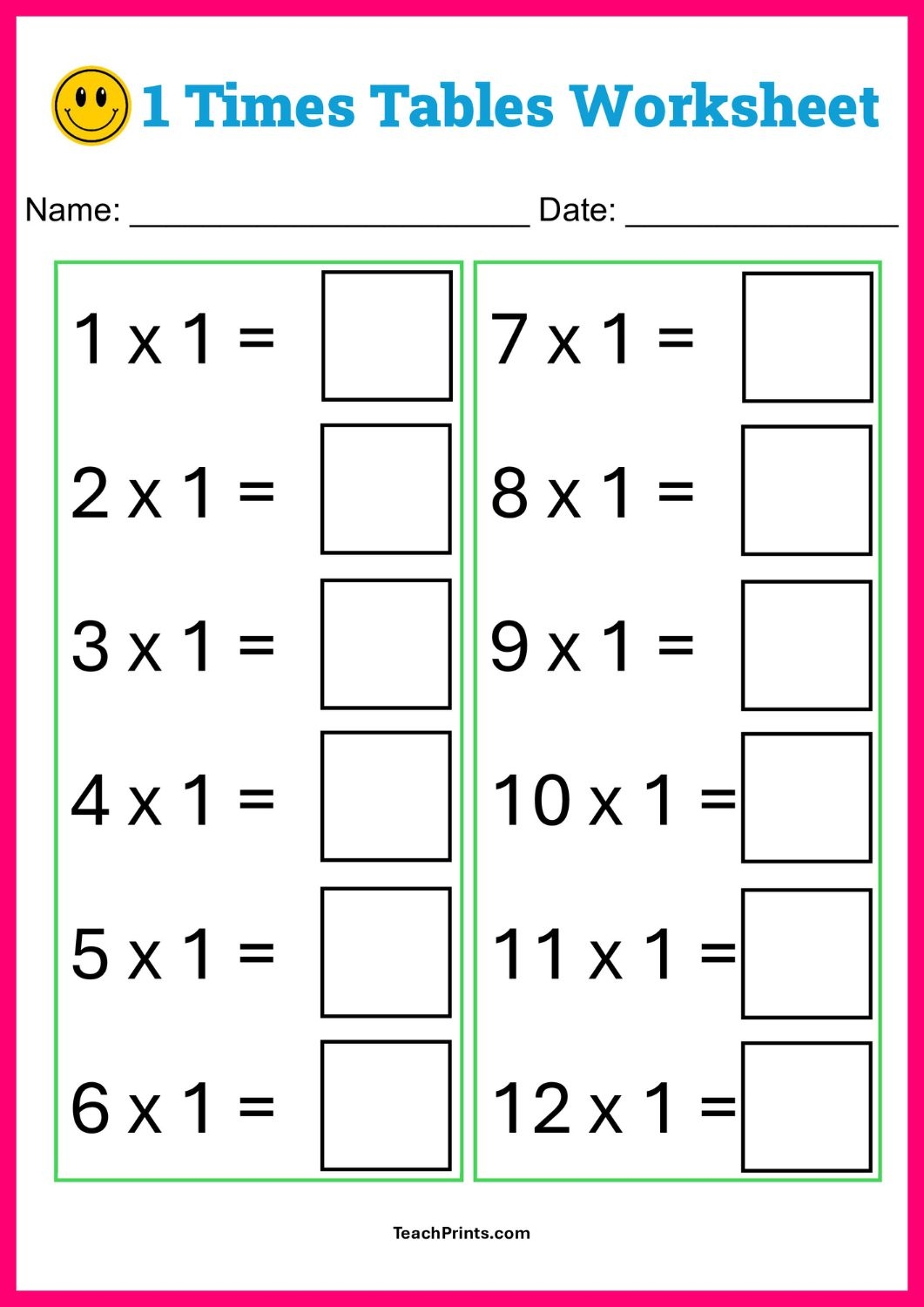 Multiplication Worksheet Free Printable