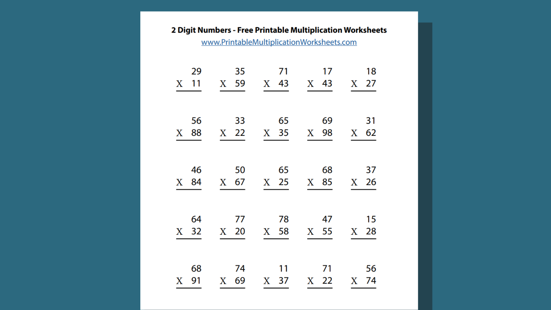 Free Printable Worksheets Multiplication
