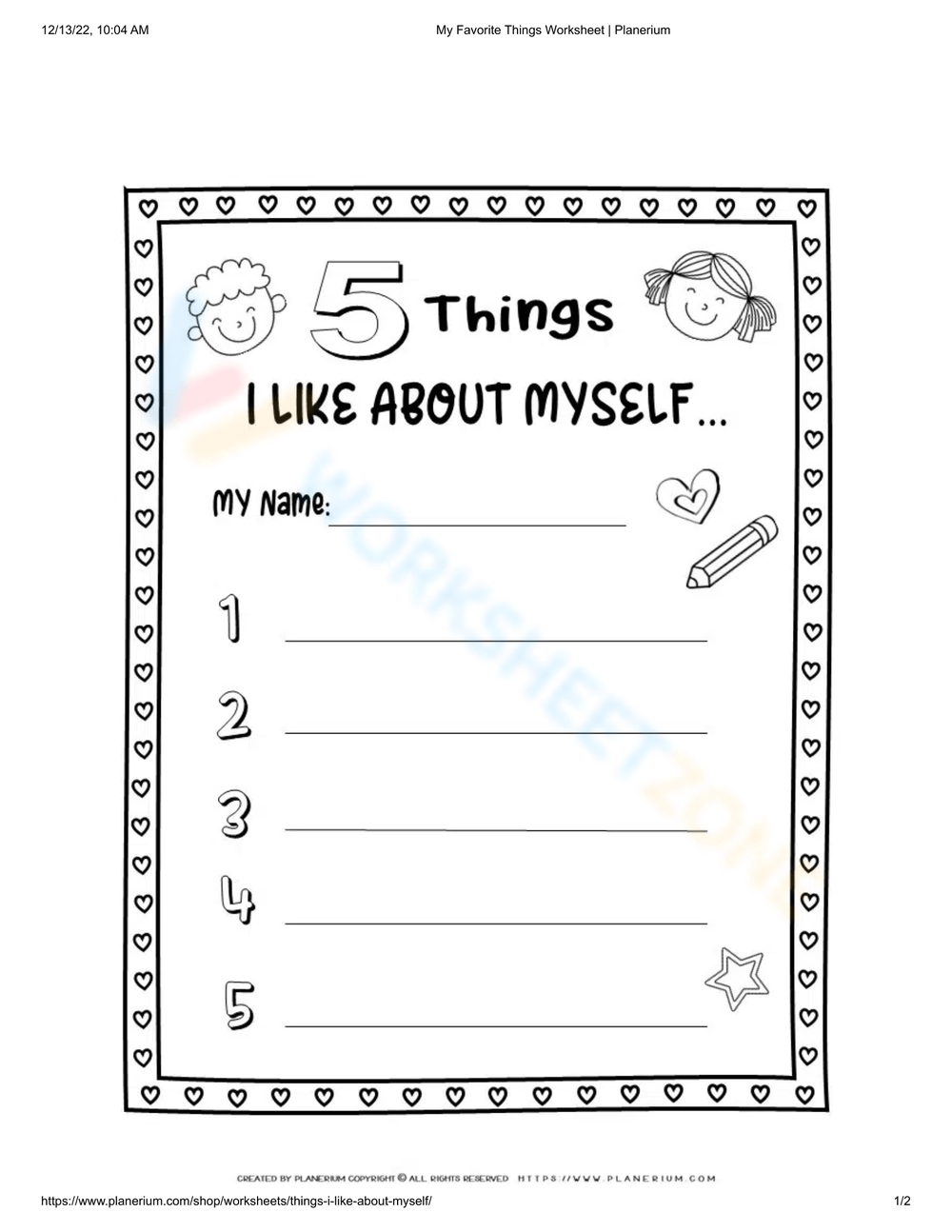 My Favorite Things Worksheets 2025
