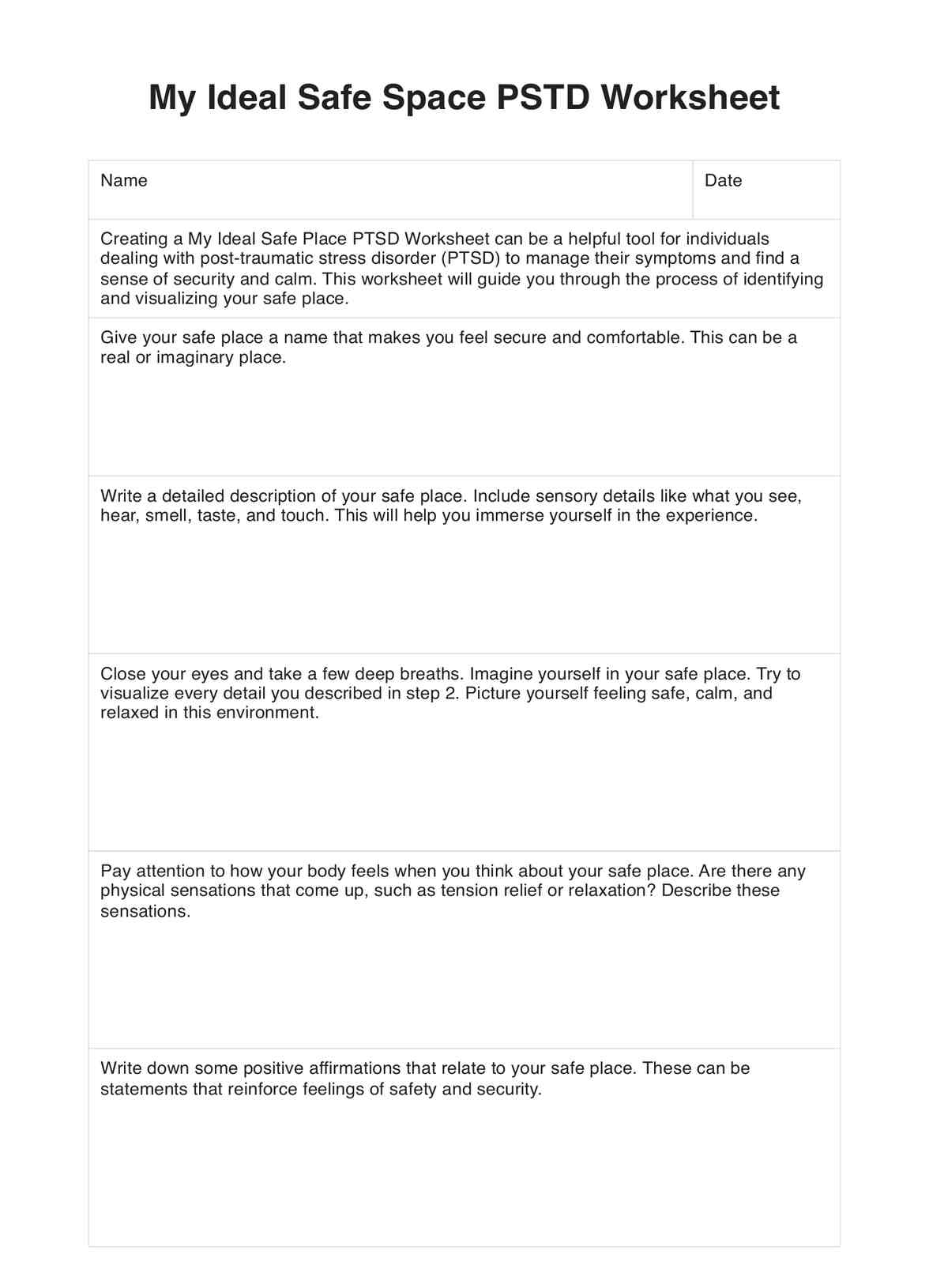 Free Printable Ptsd Worksheets