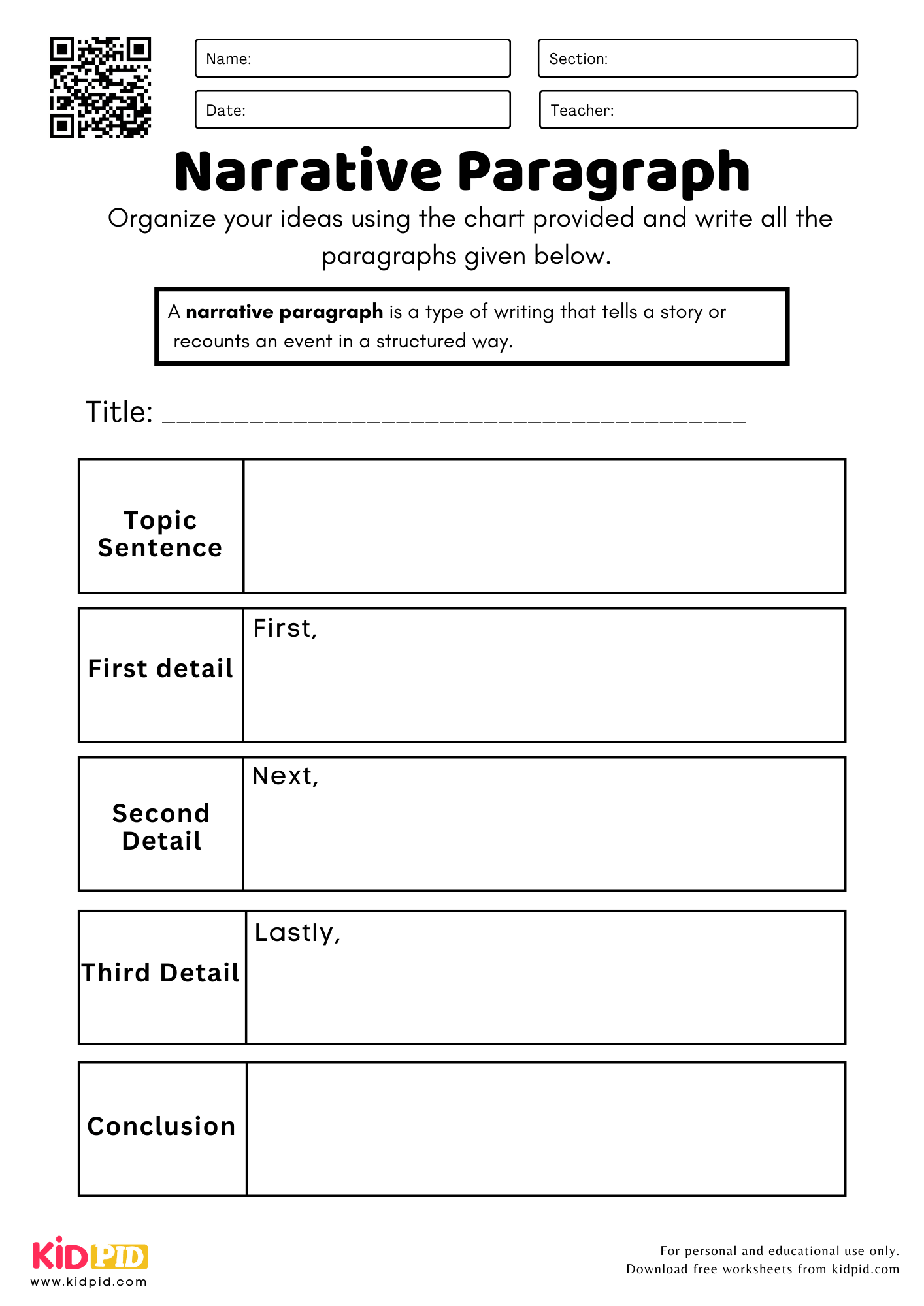 Narrative Paragraph Worksheet For Grade 2 Kidpid