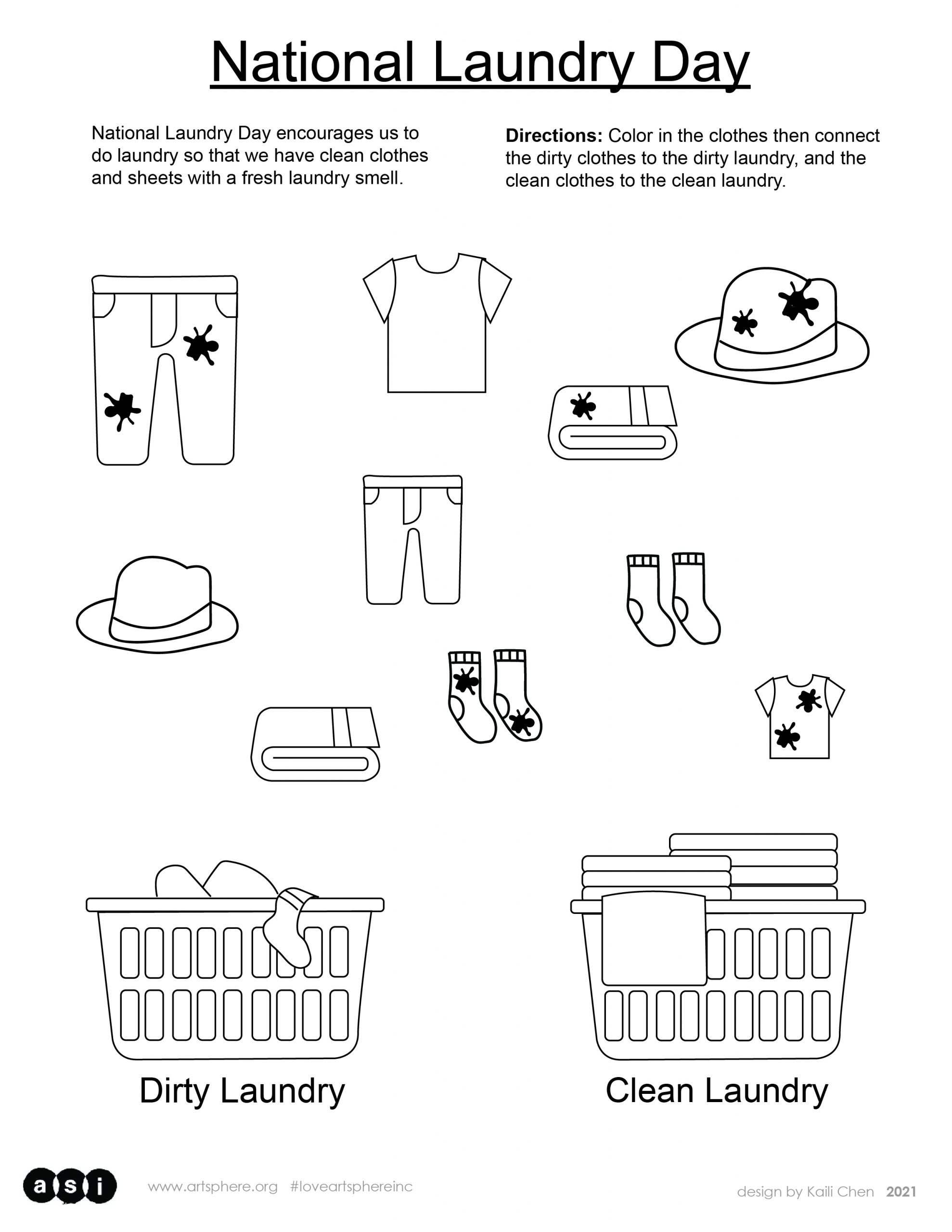 National Laundry Day Art Sphere Inc Worksheets Library