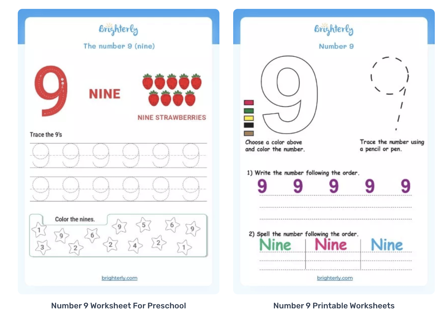 Free Printable Number 9 Worksheets