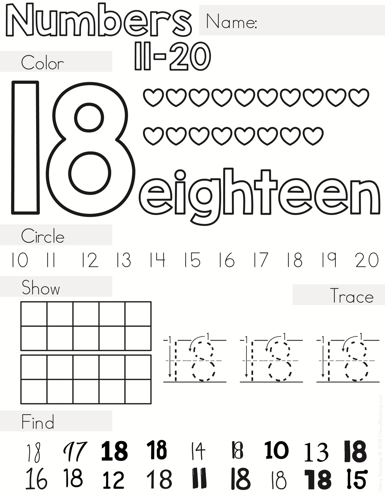 Free Printable Numbers 11-20 Worksheets