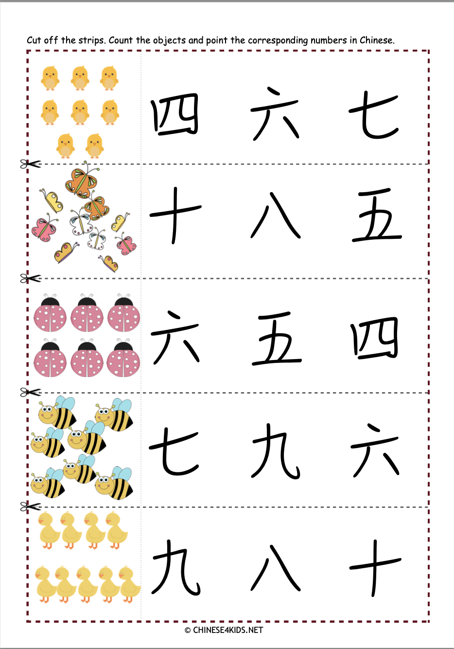 Free Printable Chinese Numbers Worksheet