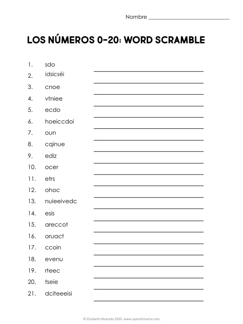 Free Printable Spanish Worksheets For Adults