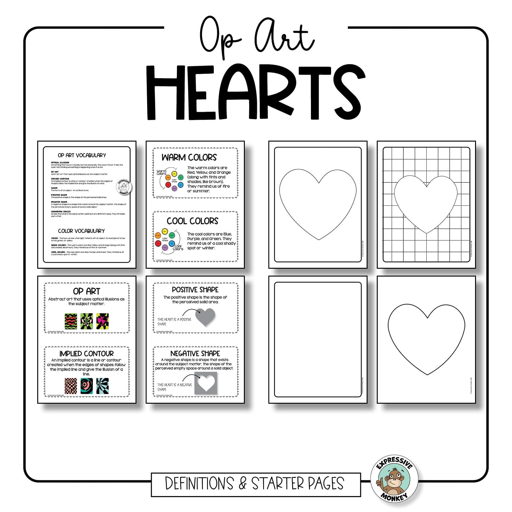 Op Art Heart Drawing U0026 Coloring Pages