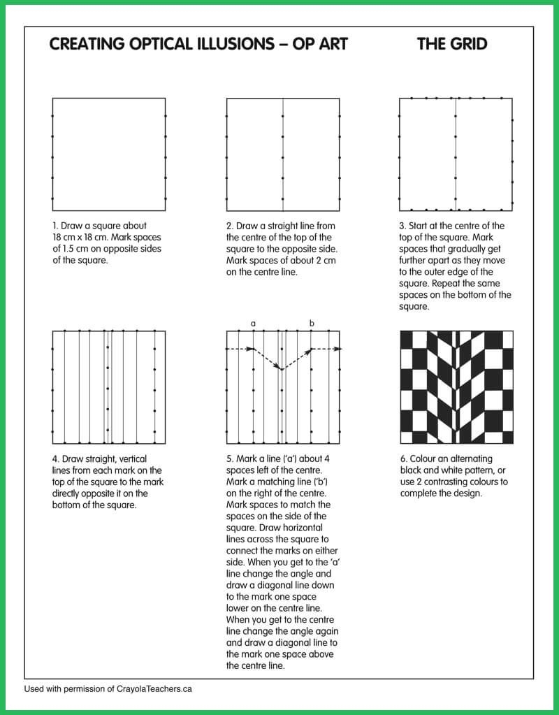 Optical Illusions Grid Op Art Lessons Art Worksheets Optical 