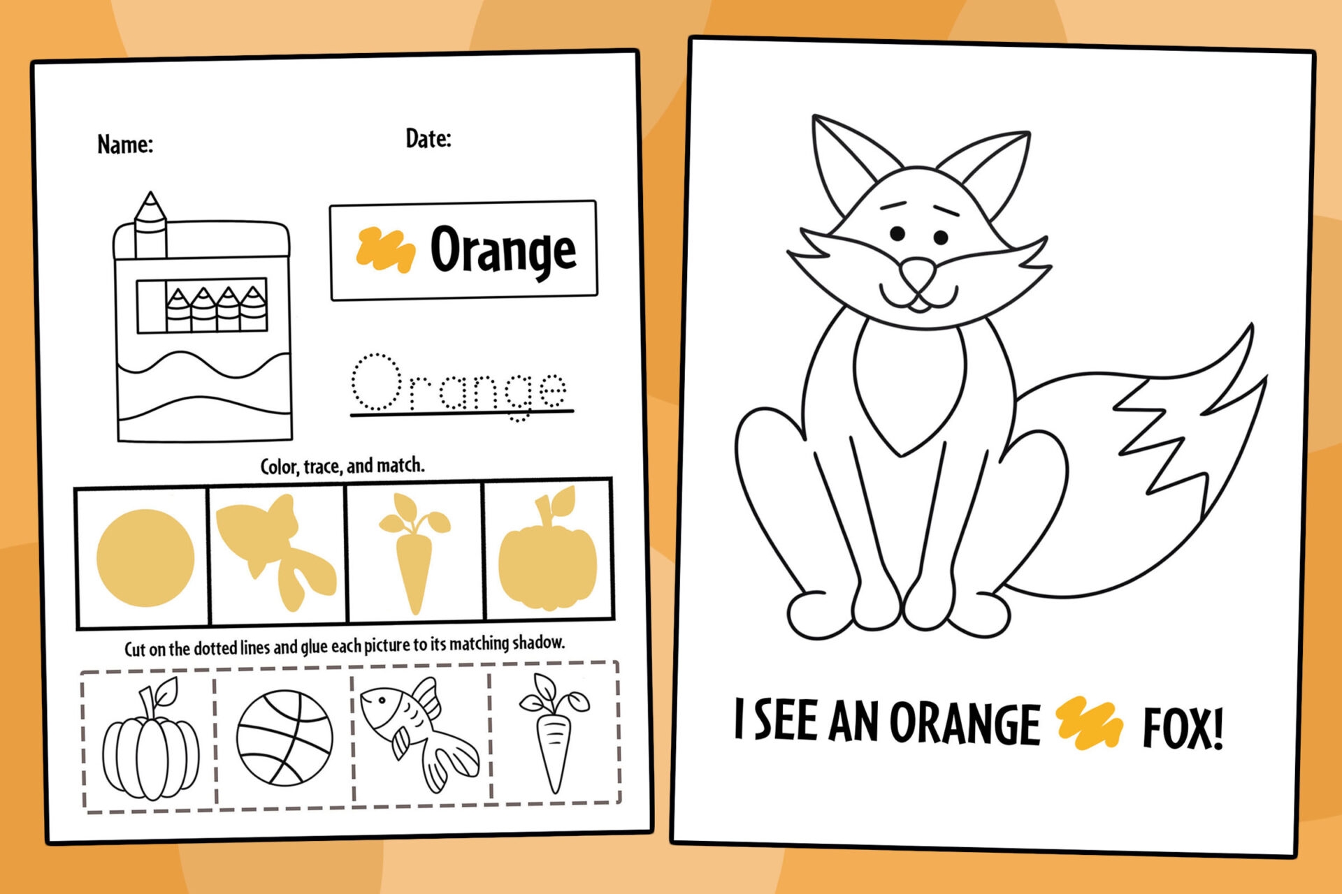 Free Printable Color Orange Worksheets