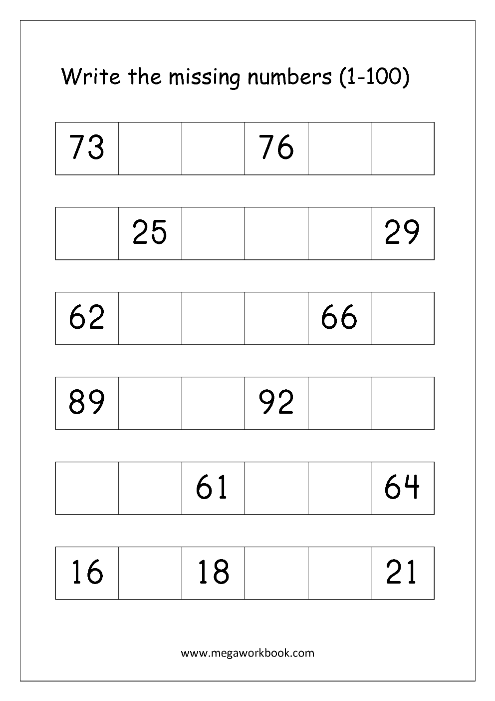 Ordering Numbers Worksheets Missing Numbers What Comes Before 