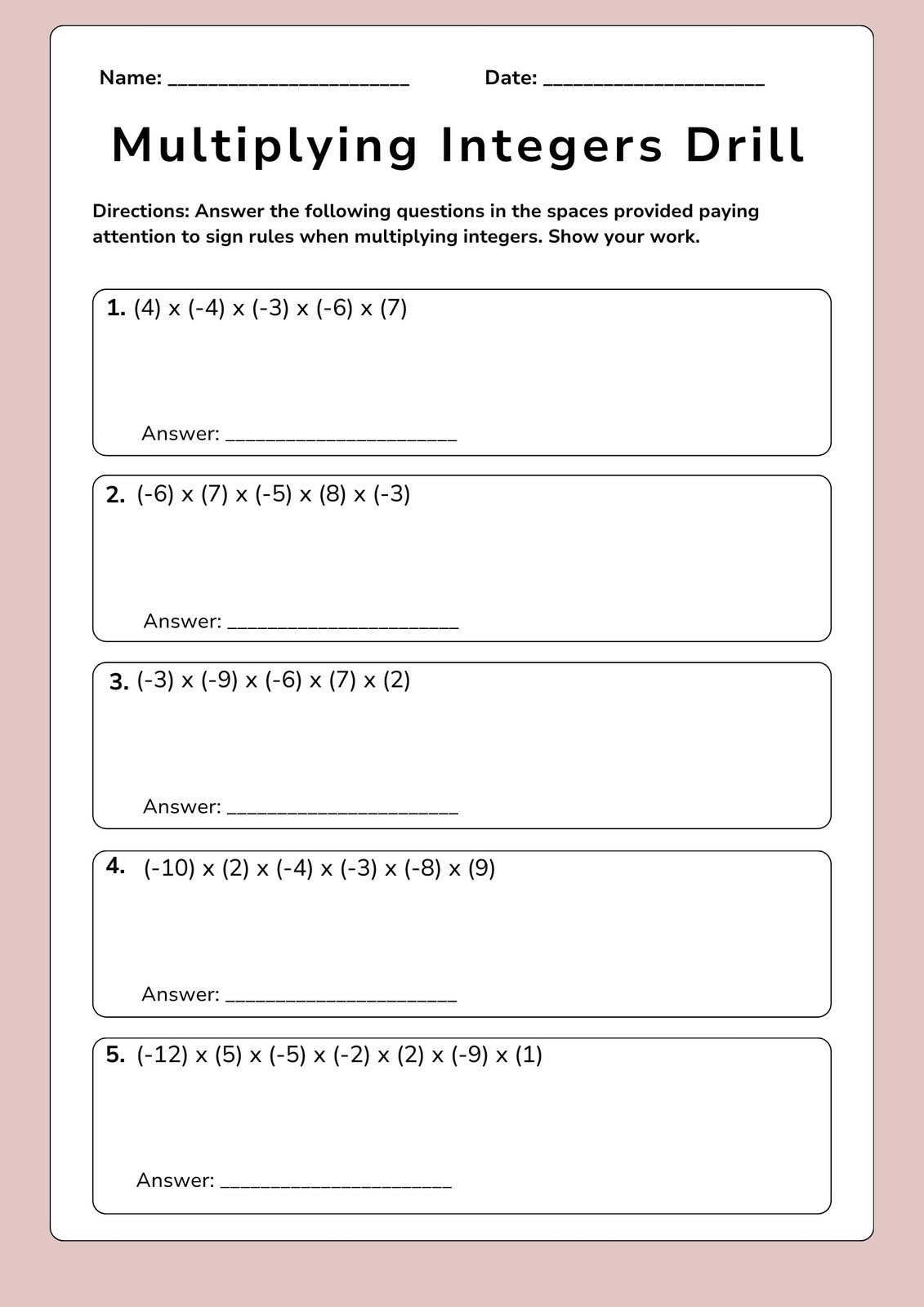 Page 2 Free Printable 8th Grade Math Worksheet Templates Canva