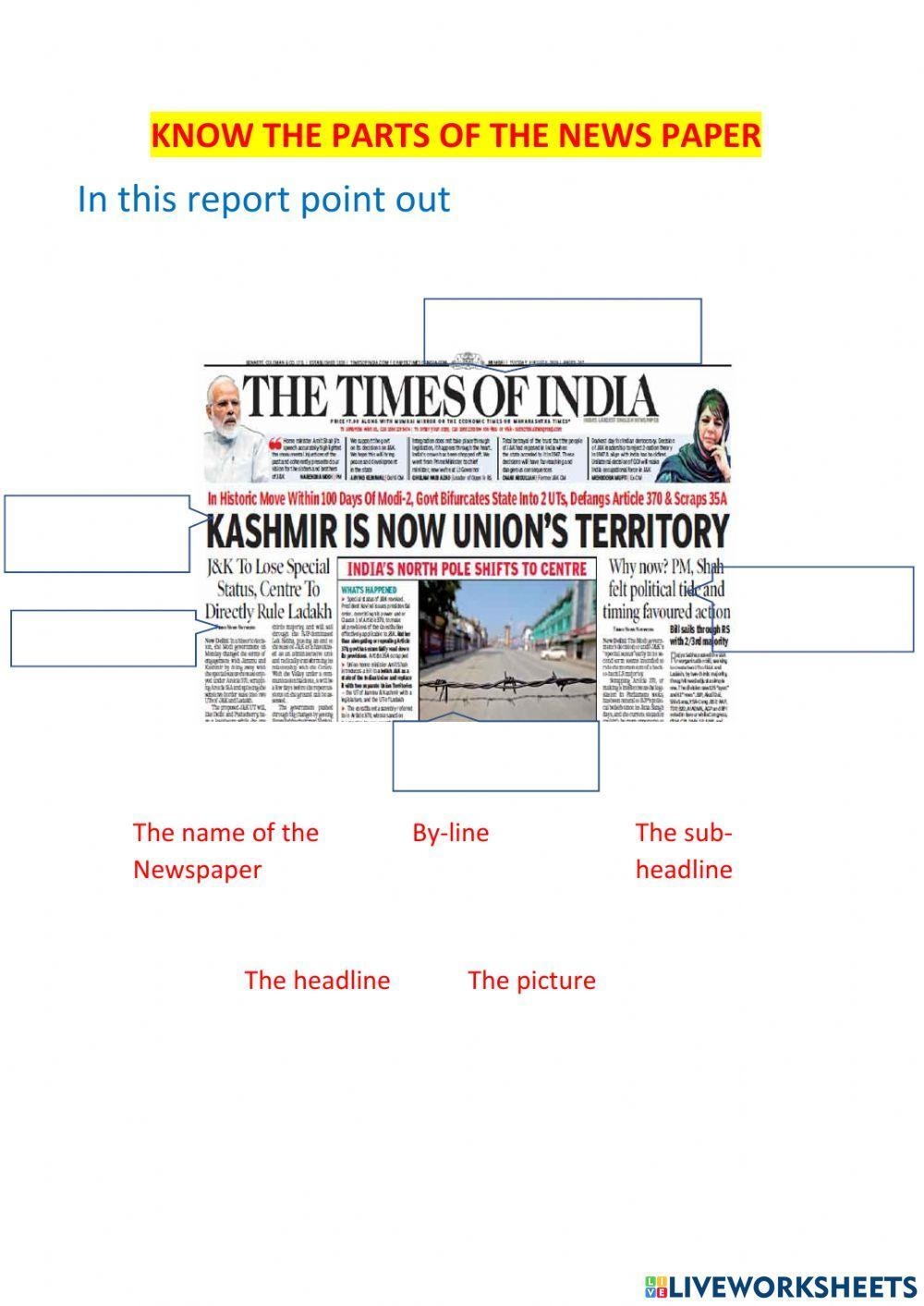 Free Printable Newspaper Article Worksheet