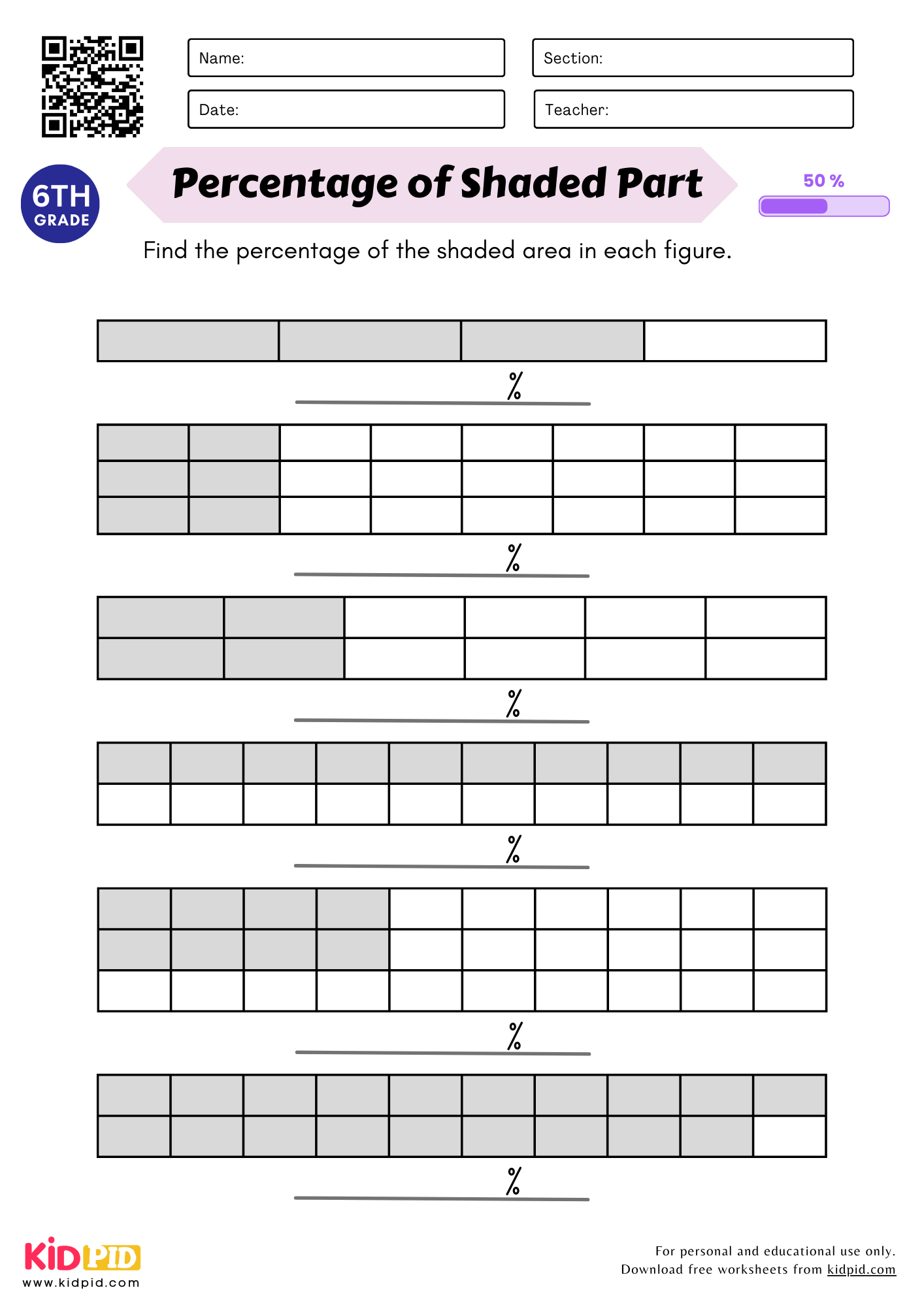 Free Printable 6th Grade Worksheets