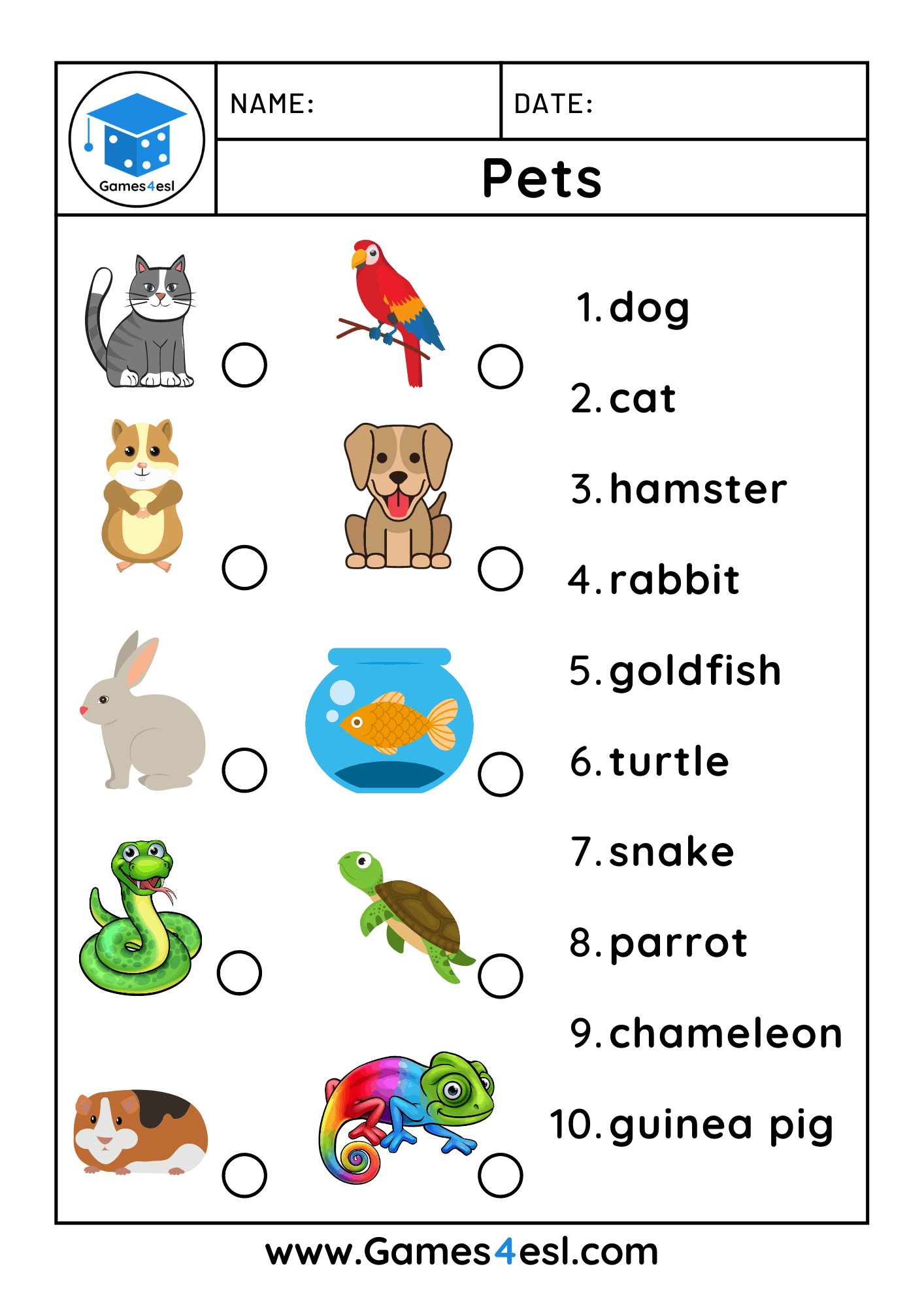 Pet Worksheets Games4esl