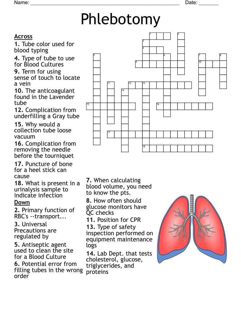 Phlebotomy Worksheet WordMint