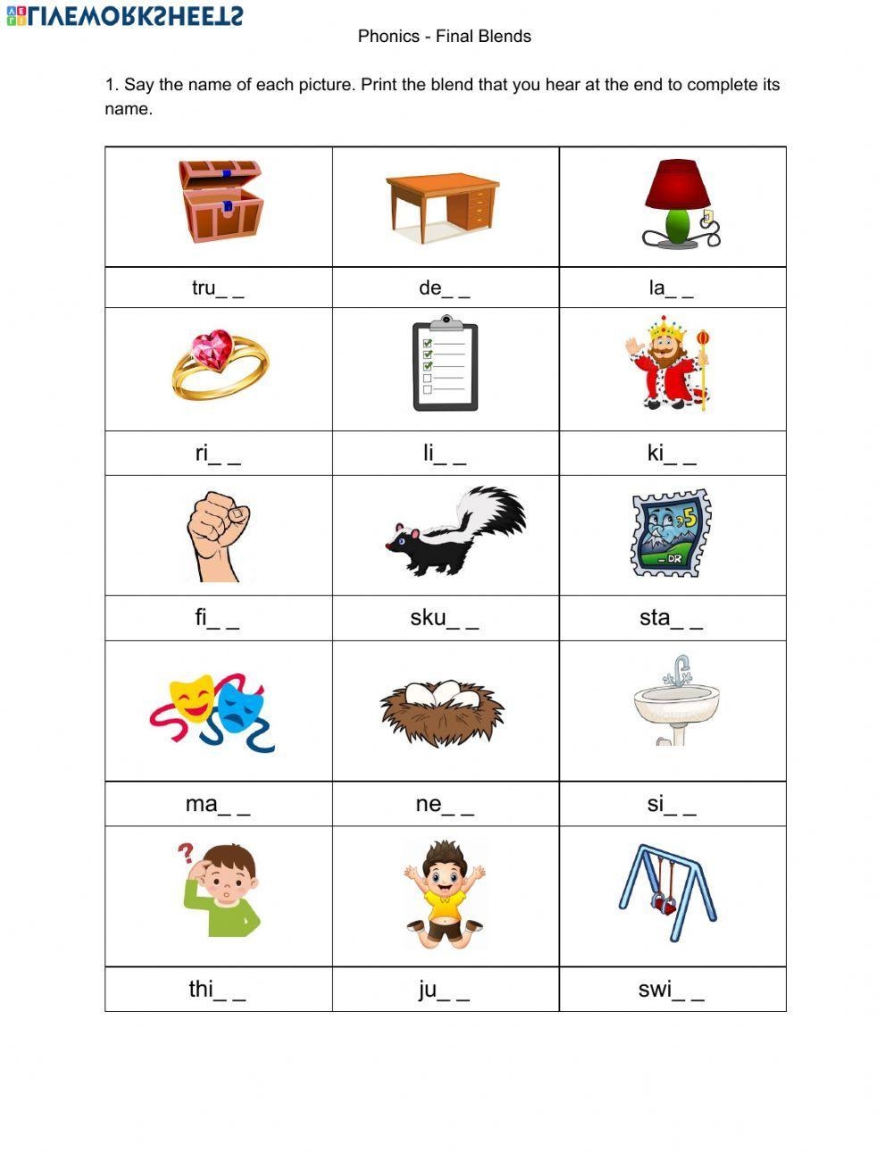 Free Printable Ending Blends Worksheets