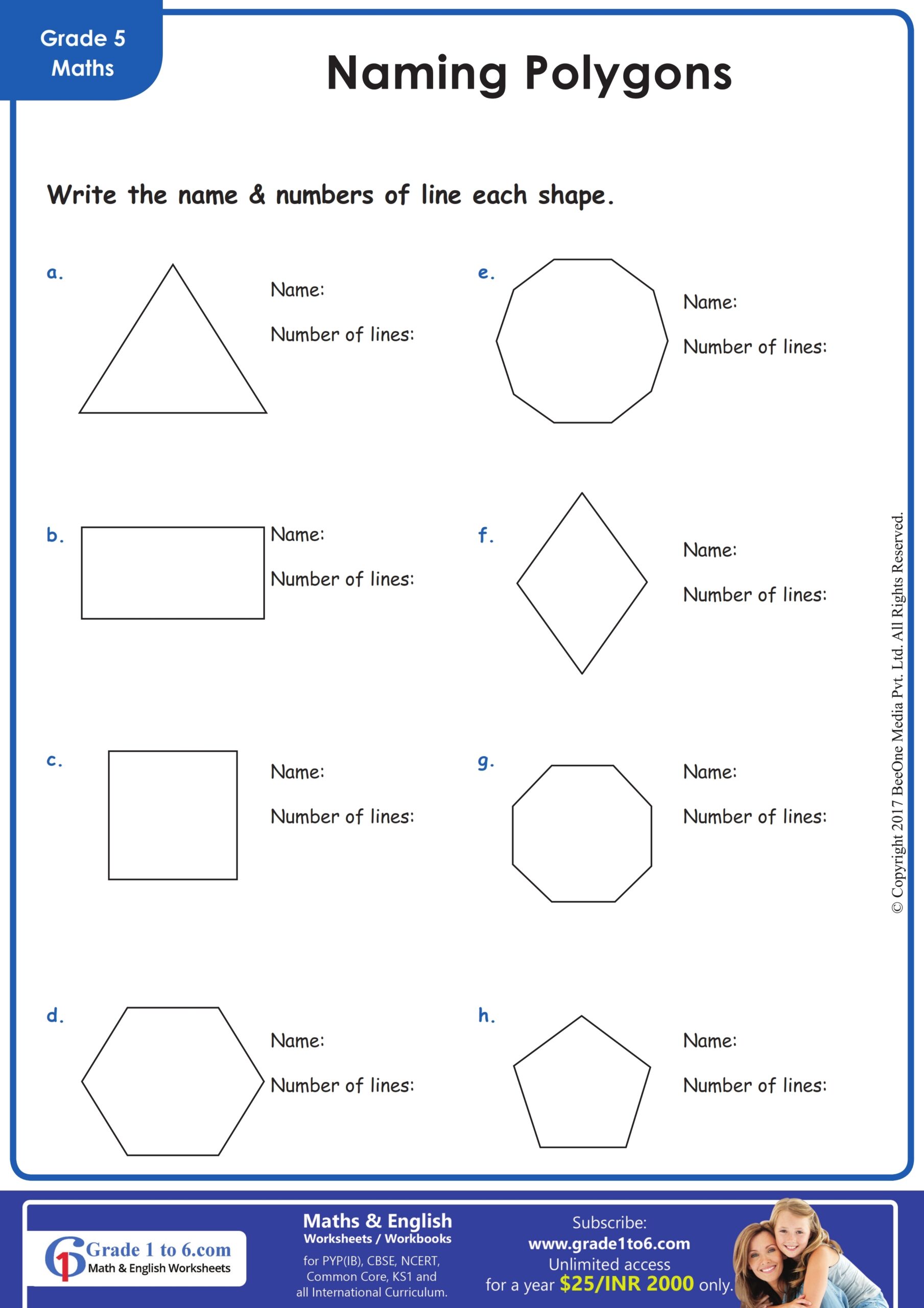 Polygons Worksheet And Classification Grade1to6 Worksheets Library