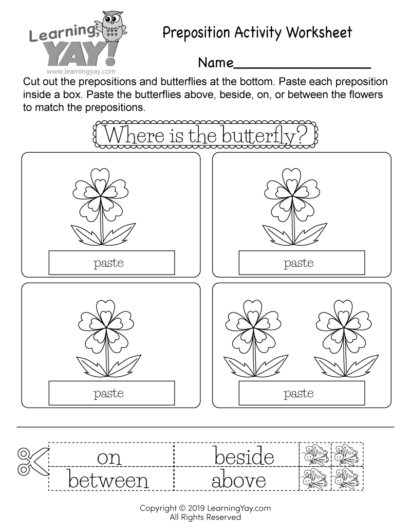 Preposition Activity Worksheet For 1st Grade Free Printable  Preposition Activity Worksheet For 1st Grade Free Printable