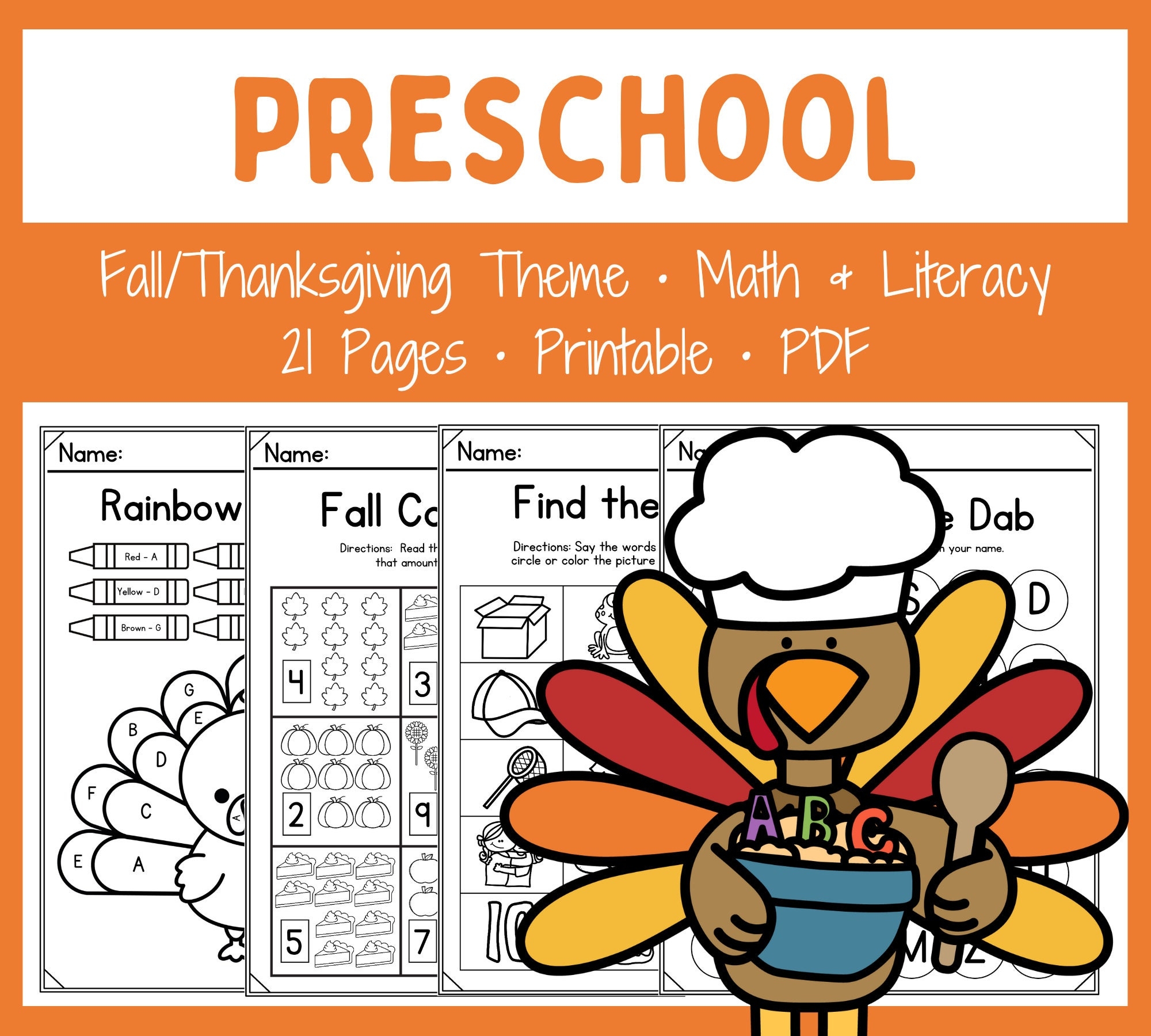 Free Printable Preschool Thanksgiving Worksheets