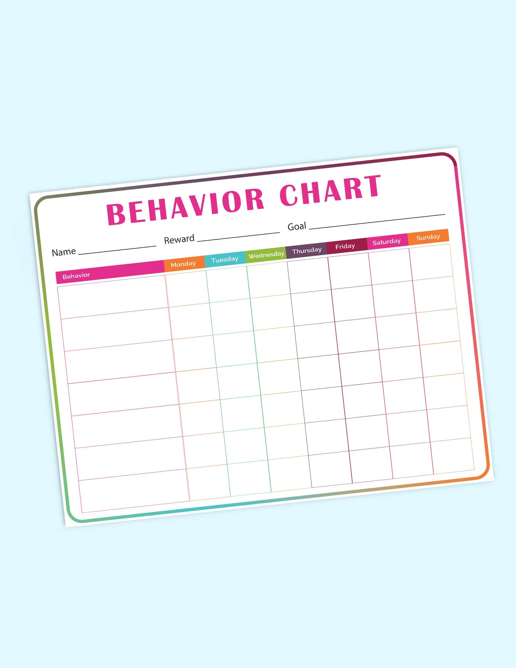 Free Printable Behavior Worksheets For Kindergarten