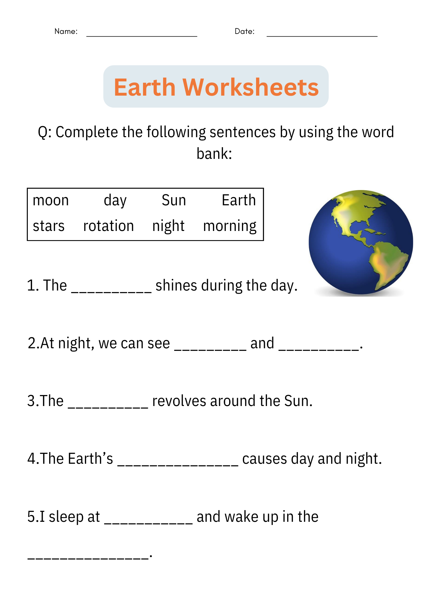 Free Printable Earth Science Worksheets