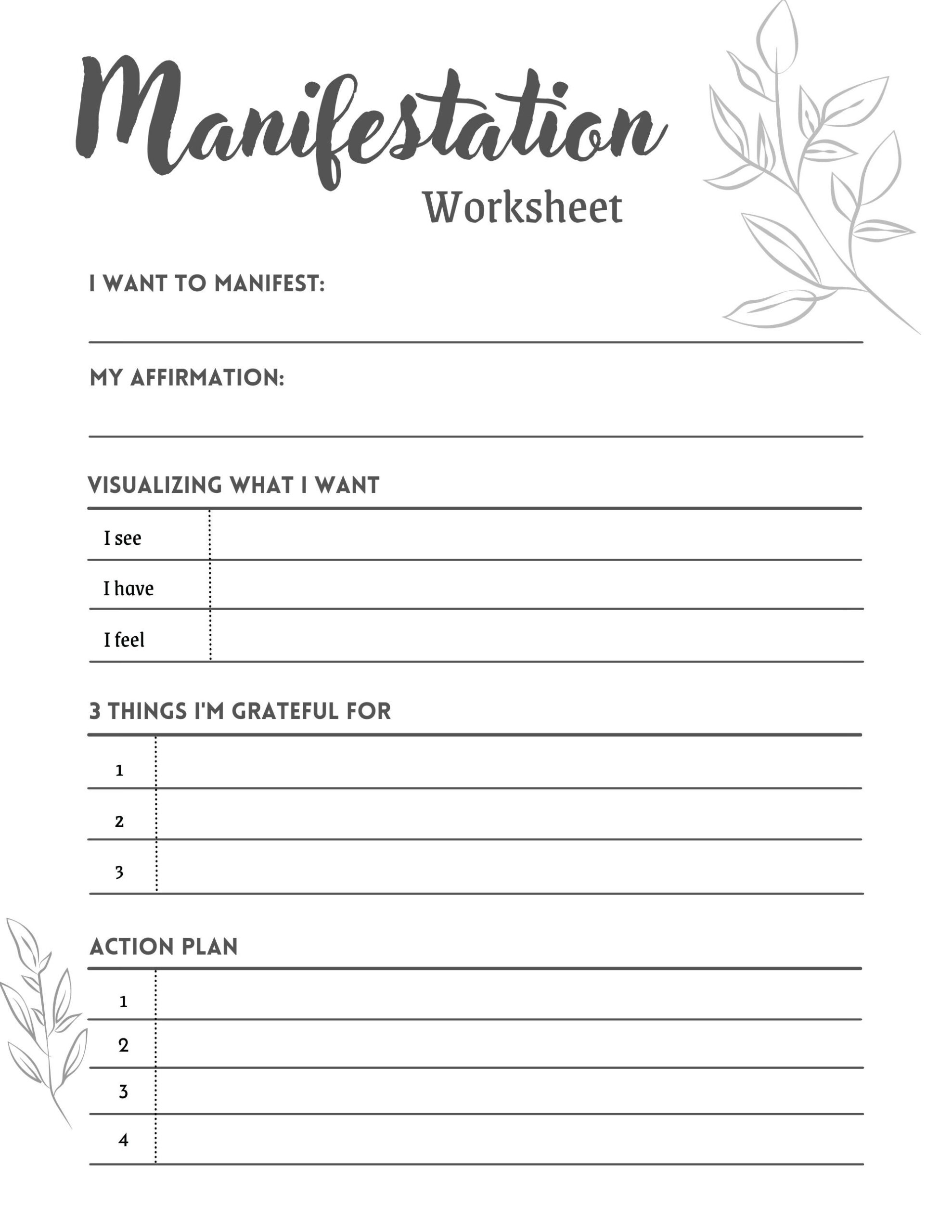 Printable Manifestation Worksheet Manifest Your Life
