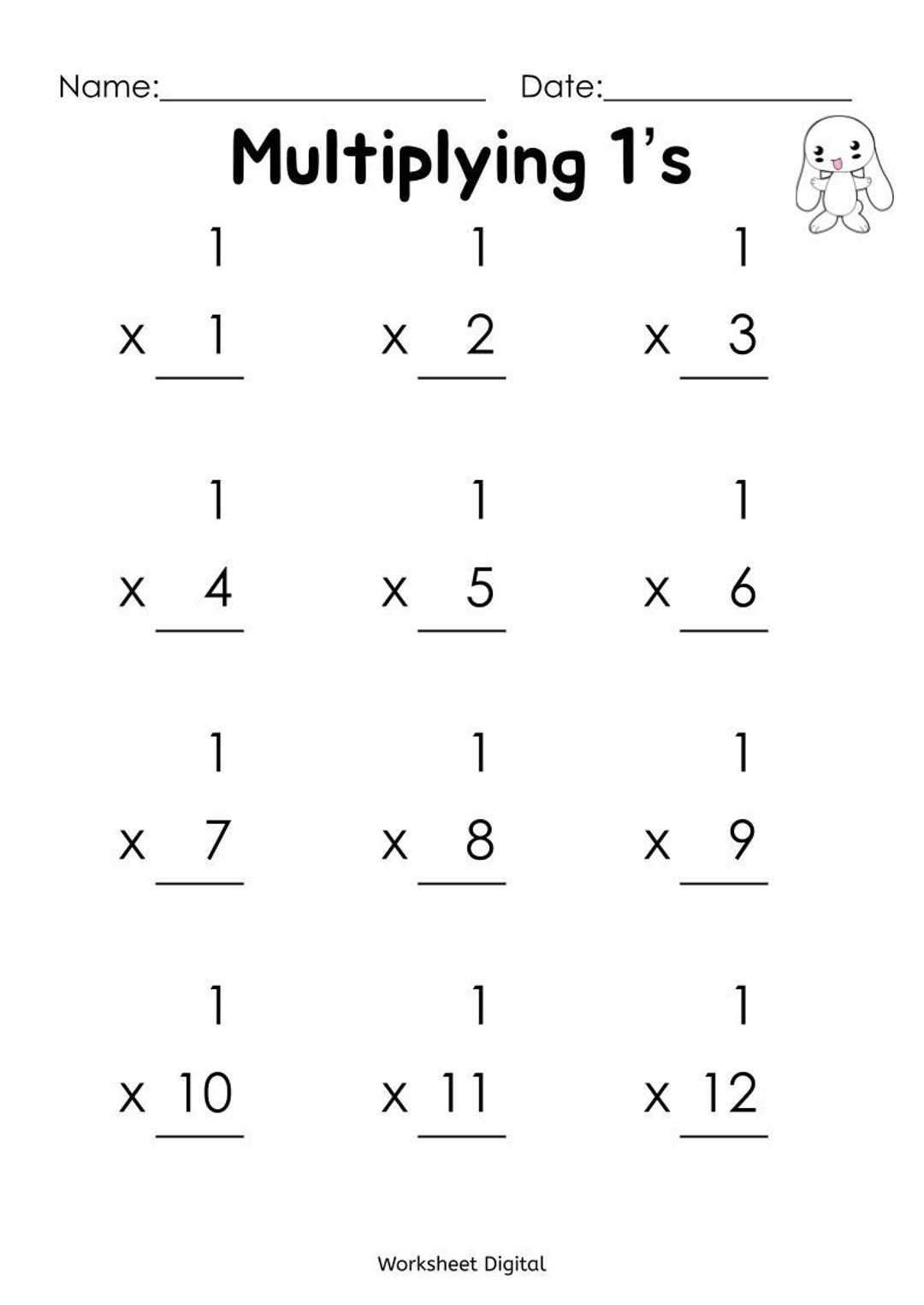 Free Printable Multiplication Math Worksheets