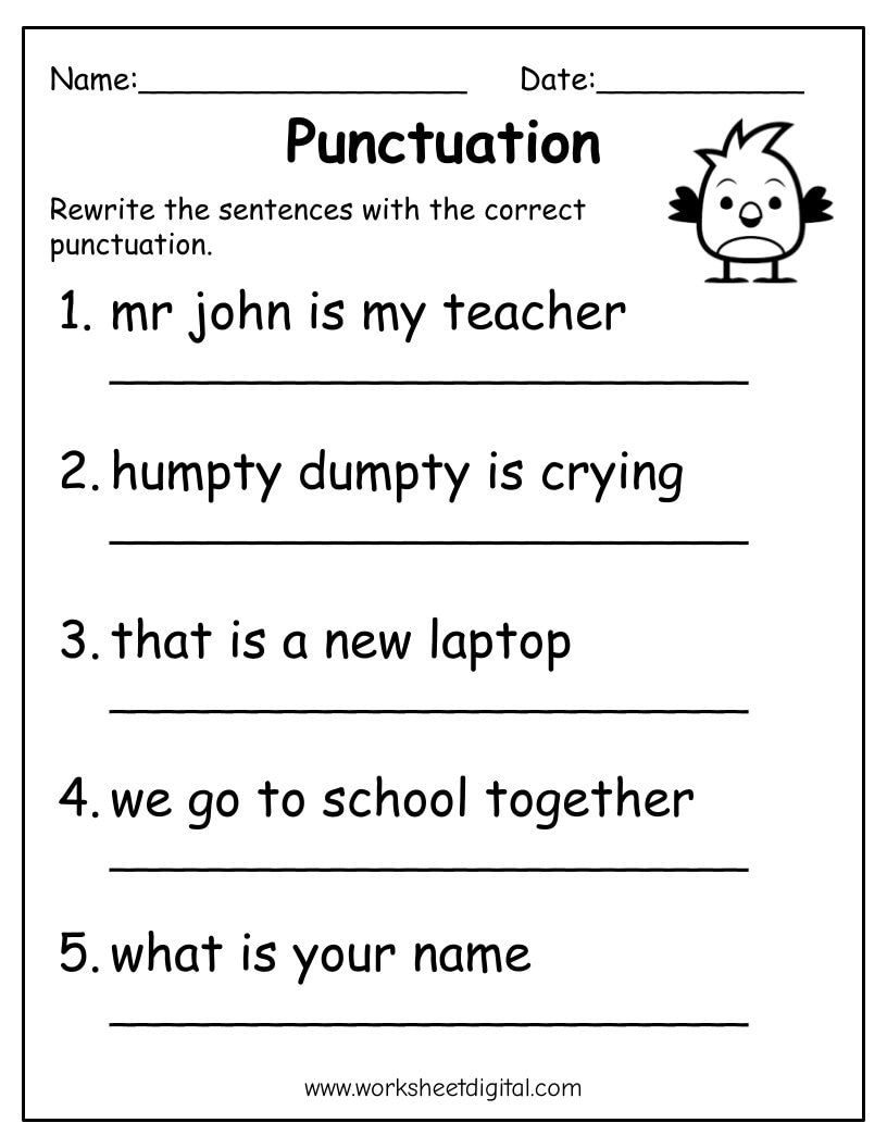 Printable Punctuation Worksheets Punctuation Practice Worksheets Worksheets Library