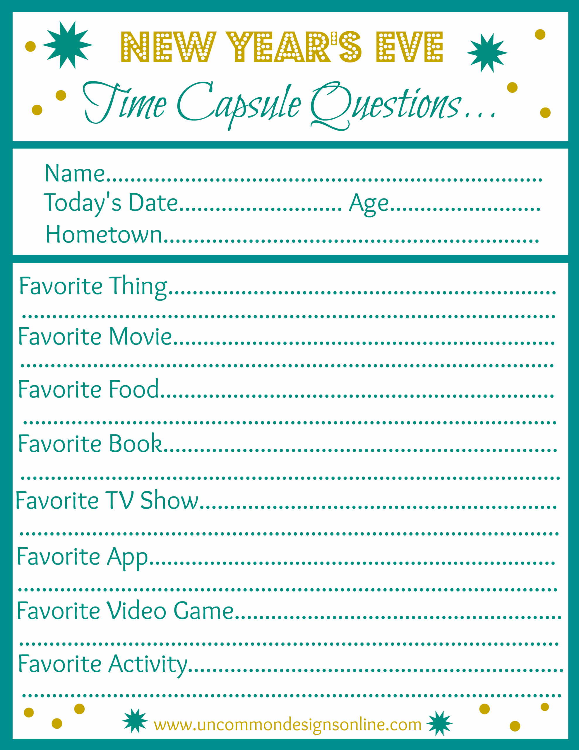 Printable Time Capsule Printable Design Resources