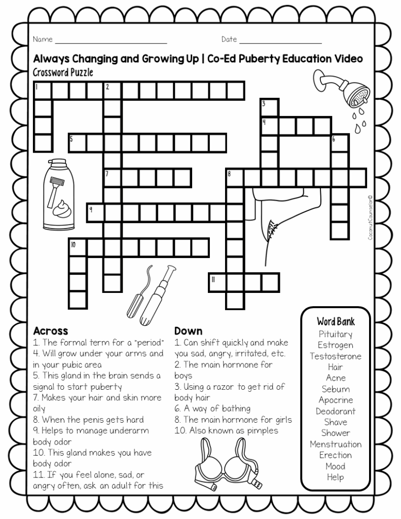 Free Printable Puberty Activity Worksheets Printable Worksheets