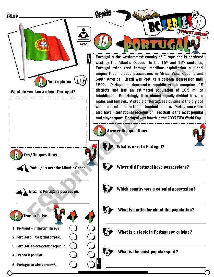 RC Series Level 01 Country Edition 10 Portugal Fully Editable Key ESL Worksheet By Melahel7