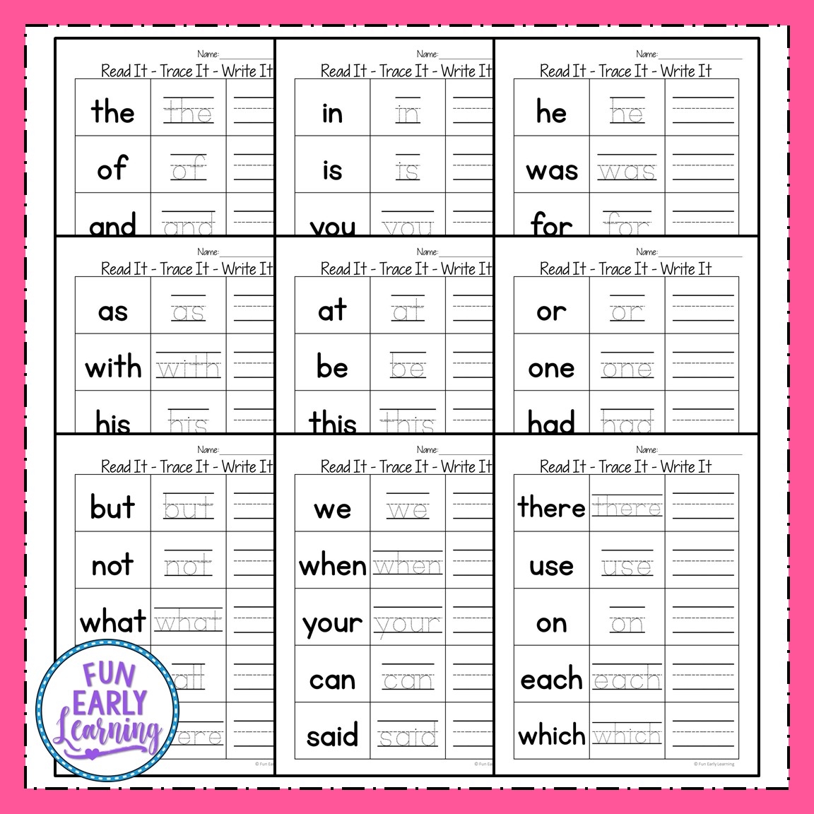 Free Sight Word Printable Worksheets