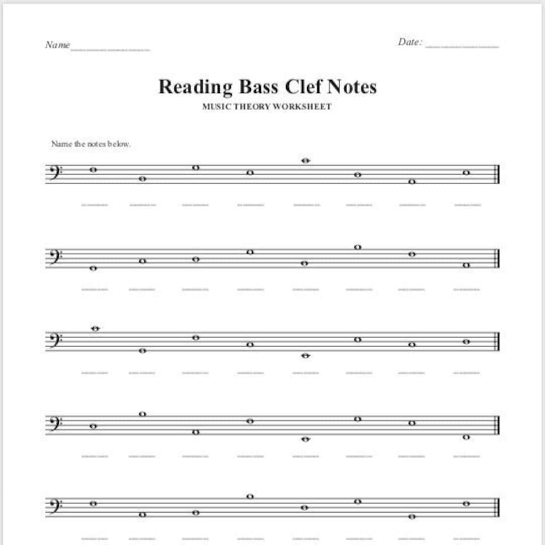 Free Printable Bass Clef Worksheets