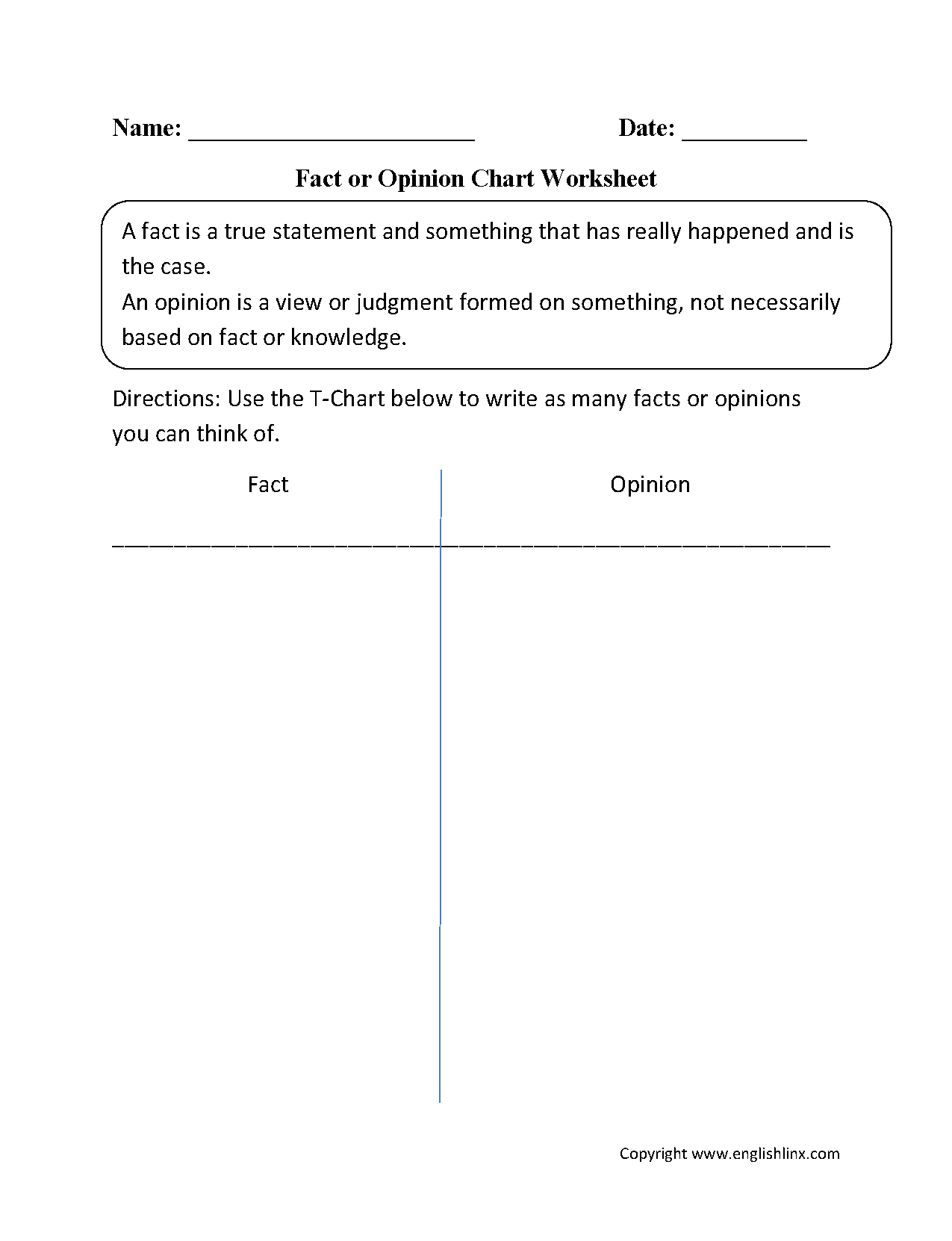 Fact And Opinion Free Printable Worksheets