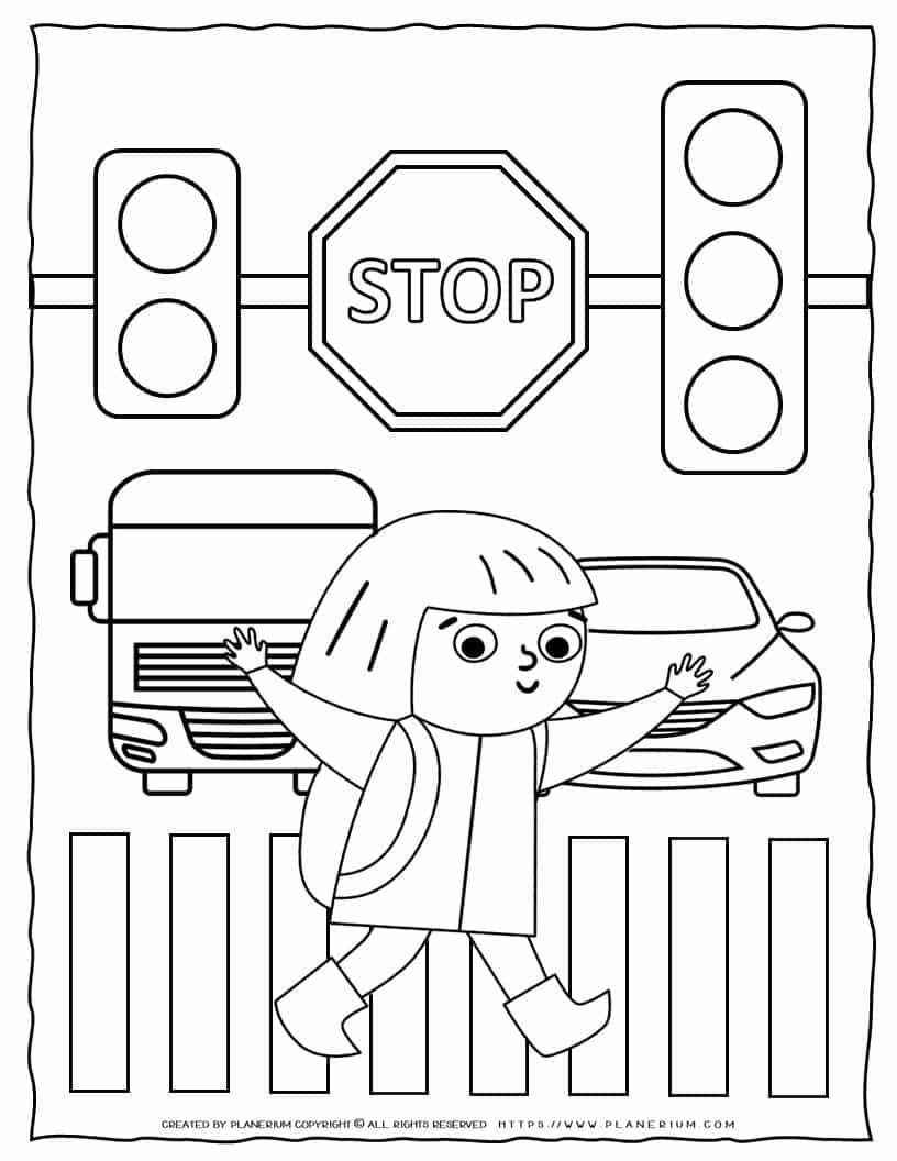Road Safety Coloring Page Planerium